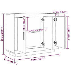 vidaXL Buffet Sonoma gris 92x35x75 cm Bois d'ingénierie pas cher