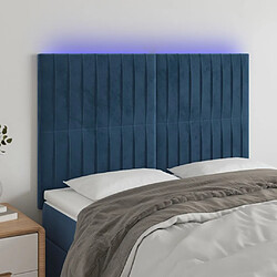 Maison Chic Tête de lit moderne à LED lumineuse pour chambre - Décoration de lit Bleu foncé 144x5x118/128 cm Velours -MN67820