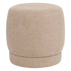 Pegane Pouf rond en tissu coloris taupe - diamètre 39 x Hauteur 40 cm