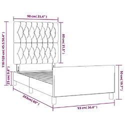 vidaXL Cadre de lit sans matelas gris clair 90x200 cm tissu pas cher