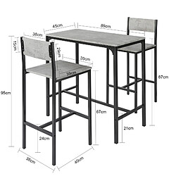 Avis SoBuy OGT03-HG Ensemble Table de Bar + 2 Chaises Set de 1 Table + 2 Tabouret Haut de Bar Table Haute