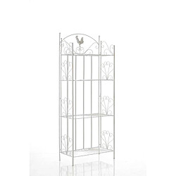 Decoshop26 Etagère de rangement support plantes meuble pour terrasse balon salon en métal blanc vieilli 10_0003980