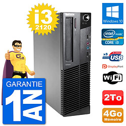 PC Lenovo M92p SFF Intel i3-2120 RAM 4Go Disque Dur 2To Windows 10 Wifi - Occasion