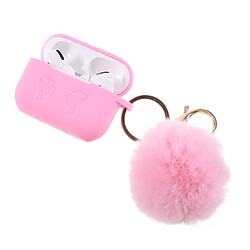 Coque en silicone avec boucle boule velue rose pour Apple AirPods Pro