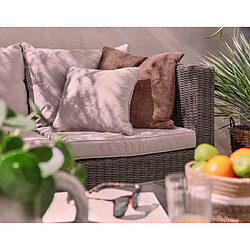 Bestmobilier Palavas - salon bas de jardin 5 places + table - en résine tressée - gris avec coussins beiges