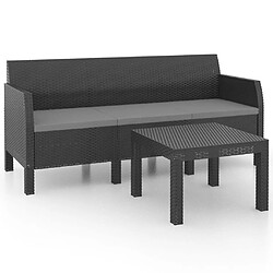 vidaXL Salon de jardin 2 pcs avec coussins PP Rotin Anthracite