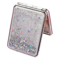 voyage compact miroir de maquillage double face miroir grossissant portable argent-carré