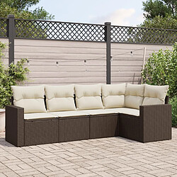 Maison Chic Salon de jardin avec coussins 5 pcs, Ensemble Tables et chaises de jardin,, Ensemble Tables et chaises de jardin, marron résine tressée -GKD413474