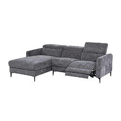 Vente-Unique Canapé d'angle gauche relax électrique en tissu gris anthracite FUSETA pas cher