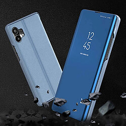 Acheter Htdmobiles Housse pour Nothing Phone 1 - etui portefeuille miroir clear view + verre trempe - BLEU