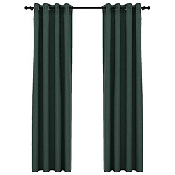 vidaXL Rideaux occultants Aspect lin avec œillets 2 pcs Vert 140x225cm