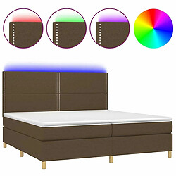 Maison Chic Lit adulte- Lit + matelas + LED,Sommier à lattes de lit matelas et LED Marron foncé 200x200 cm -GKD51840