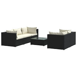 Maison Chic Salon de jardin 6 pcs + coussins - Mobilier/Meubles de jardin - Table et chaises d'extérieur résine tressée noir -MN70762