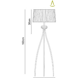 Luminaire Center Lampadaire Loewe 3 Ampoules E27, laiton antique avec Abat jour blanc