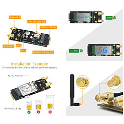 Avis Kalea-Informatique Adaptateur Extender M2 Bkey + SIM vers M.2 B Key pour carte module 3G 4G 5G - Avec 2 antennes