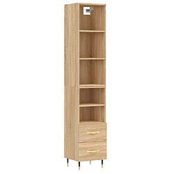 vidaXL Buffet haut Chêne sonoma 34,5x34x180 cm Bois d'ingénierie