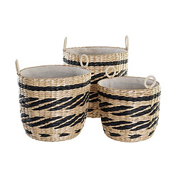 Set de basket DKD Home Decor Polyester Colonial Fibre (38 x 38 x 36 cm)