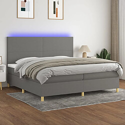 vidaXL Sommier à lattes de lit et matelas et LED Gris foncé 200x200 cm