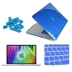 Wewoo Housse Étui bleu foncé pour MacBook Pro Retina 13.3 pouces 4 en 1 cristal dur coque de protection en plastique avec protecteur d'écran et clavier de bouchons anti-poussière