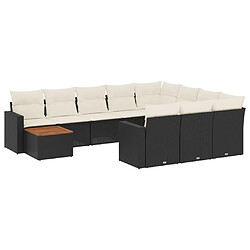 Maison Chic Salon de jardin 11 pcs avec coussins | Ensemble de Table et chaises | Mobilier d'Extérieur noir résine tressée -GKD94546