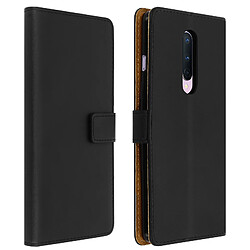 Avizar Housse Oneplus 8 Cuir Véritable Porte cartes Fonction Support Noir