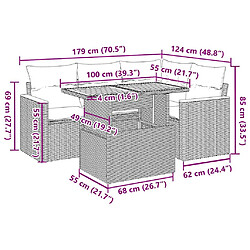 Acheter vidaXL Salon de jardin avec coussins 5 pcs beige résine tressée acacia