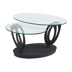 Acheter Vente-Unique Table basse avec plateaux pivotants en verre trempé et métal - Transparent et Noir - MAYANI de Maison Céphy