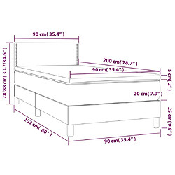 Avis Maison Chic Lit adulte- Lit + matelas,Sommier à lattes de lit avec matelas et LED Gris foncé 90x200cm -GKD36109