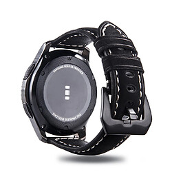 Bracelet en cuir véritable 22mm universel mat/noir pour votre Samsung Gear S3 Classic/Frontier etc