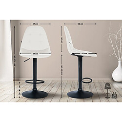 Acheter Decoshop26 Tabouret de bar x1 avec repose-pieds hauteur réglable pivotant assise en PVC blanc cadre métallique noir 10_0004819