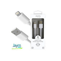 Jaym Câble USB vers Lightning 2.4A - 1,5 mètres - Collection POP - Blanc