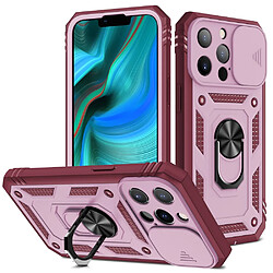 Coque en TPU antichute 3-en-1 avec béquille rose pour votre Apple iPhone 13 Pro 6.1 pouces