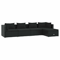 Maison Chic Salon de jardin 5 pcs + coussins - Mobilier/Meubles de jardin - Table et chaises d'extérieur Résine tressée Noir -MN79624