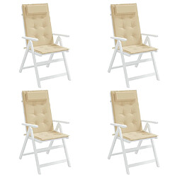 Avis vidaXL Coussins de chaise à dossier haut lot de 4 beige tissu oxford