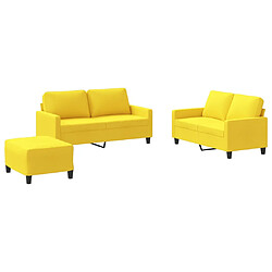 vidaXL Ensemble de canapés 3 pcs avec coussins Jaune clair Tissu