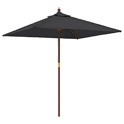 Helloshop26 Parasol de jardin avec mât en bois 198 x 198 x 231 cm noir 02_0008343