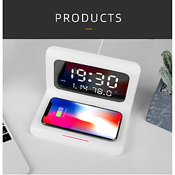 Avis Universal Réveil électronique LED Chargeur sans fil avec miroir Horloge 12/24 heures Température Date Porte-téléphone Porte-charge sans fil | Chargeur sans fil