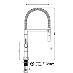 VIZIO Robinet de cuisine chromé bec orientable, douche 2 jets détachable - haut 48cm