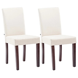 Decoshop26 Lot de 2 chaises de salle à manger design moderne en tissu crème et pieds en bois marron foncé 10_0001553