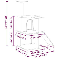 vidaXL Arbre à chat avec griffoirs en sisal Crème 109 cm pas cher