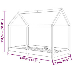 vidaXL Cadre de lit d'enfant Blanc Bois de pin massif 80x160 cm pas cher