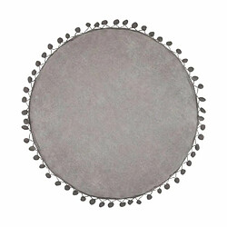 Coussin Déco Pompons 40cm Gris Clair