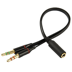 Wewoo Adaptateur Audio noir Jack 3,5 mm Femelle à Jack 3,5 mm Mâle Microphone Jack + Jack 3,5 mm Écouteur Jack Câble