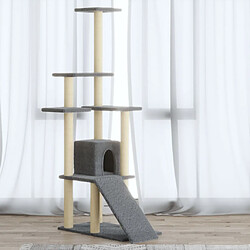 vidaXL Arbre à chat avec griffoirs en sisal Gris clair 155 cm