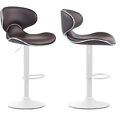 Decoshop26 Lot de 2 tabourets de bar design contemporain pieds en métal blanc mat assise en synthétique marron 10_0001169