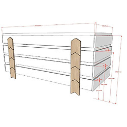 VIPACK Lit Modulo Arrow Blanc Empilable 90x200 L 203,6 x Lg 93,8 x H 27,5 cm