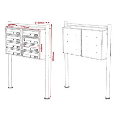 Helloshop26 Double bloc 8 boites aux lettres sur pieds entrées courrier blanc 16_0000150