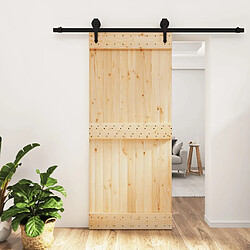 vidaXL Porte coulissante et kit de quincaillerie 90x210 cm pin massif