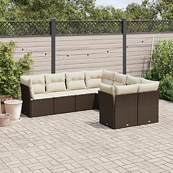 vidaXL Salon de jardin 8 pcs avec coussins marron résine tressée