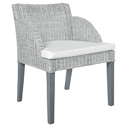 Maison Chic Lot de 2 Chaises à manger avec coussins,Chaises de cuisine style scandinave - gris rotin naturel -MN13452